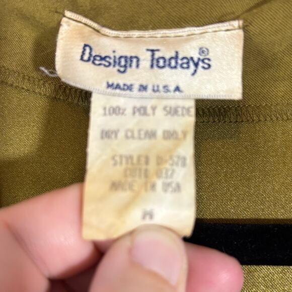 Vintage Women's Size M Green Faux Poly Suede Made in USA Open Front Blazer - Picture 6 of 6